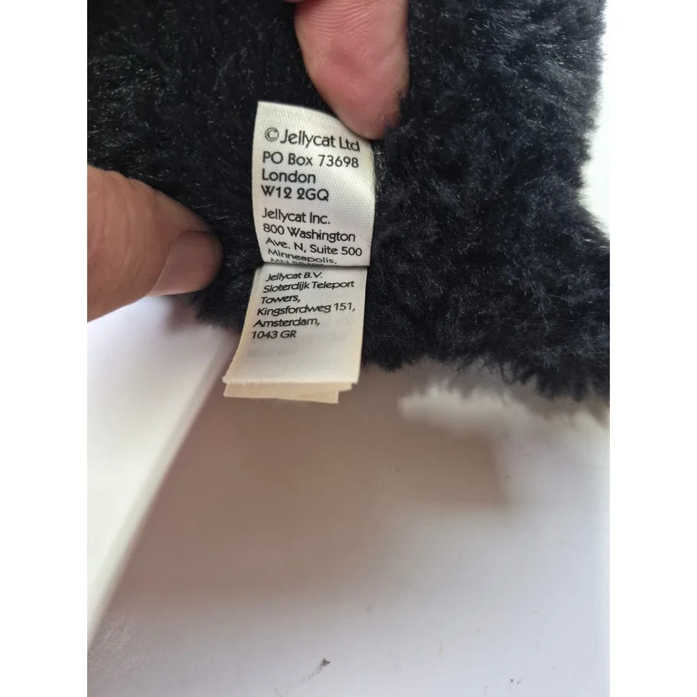 Jellycat London Black Kitten Plush Round Shaggy caboodle Stuffed Animal Cat